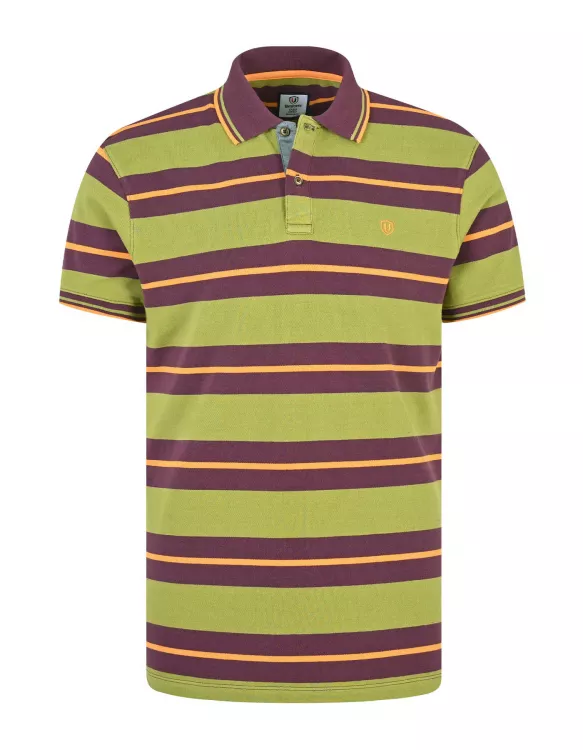 Olive Stripe Pique Polo Shirt