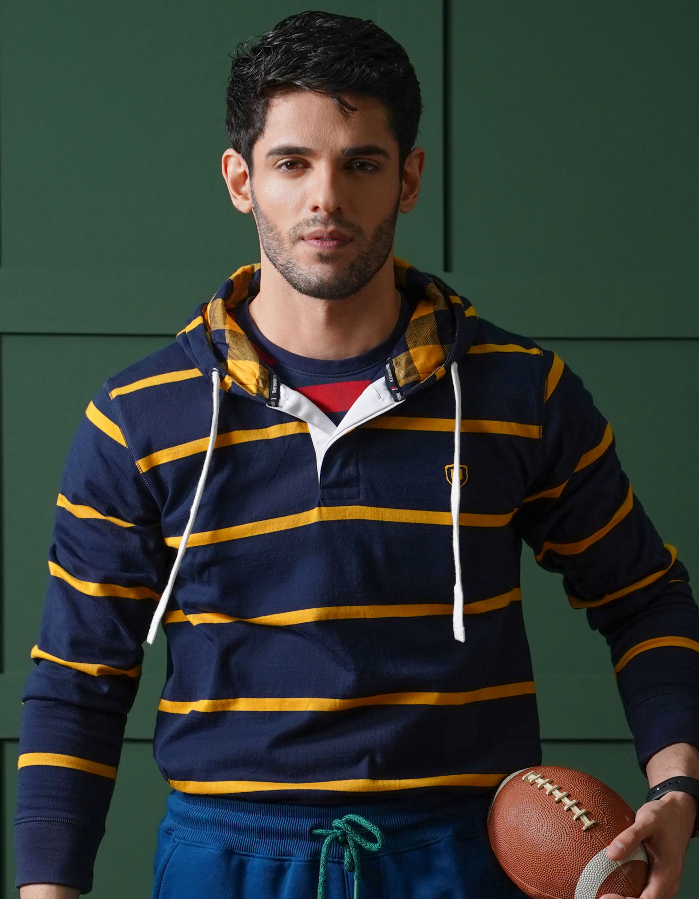 Hoodie Navy/Mustard S TH2302 Uniworth Pull Over