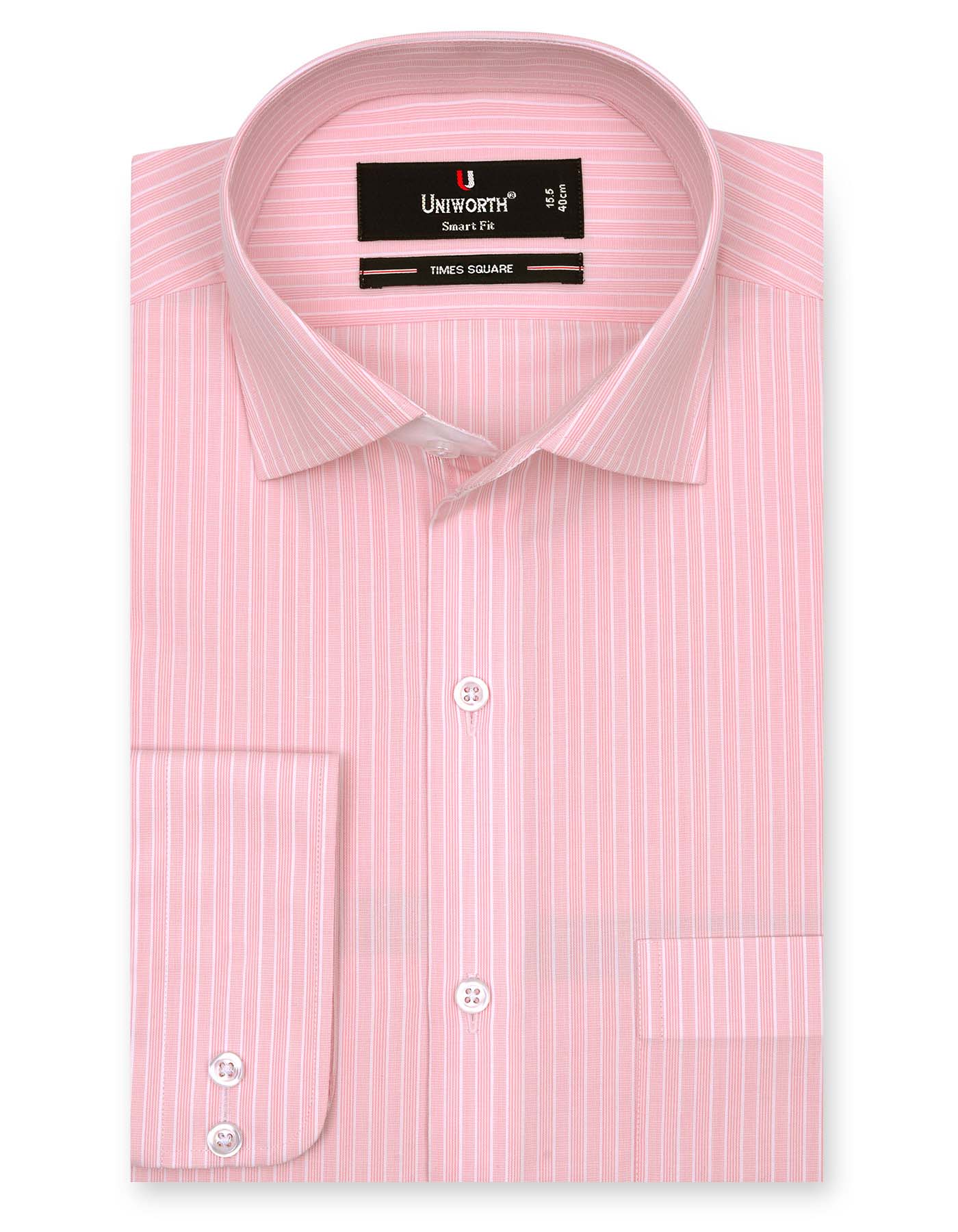 Light Pink And White Striped Designer Smart Fit Dress Shirt