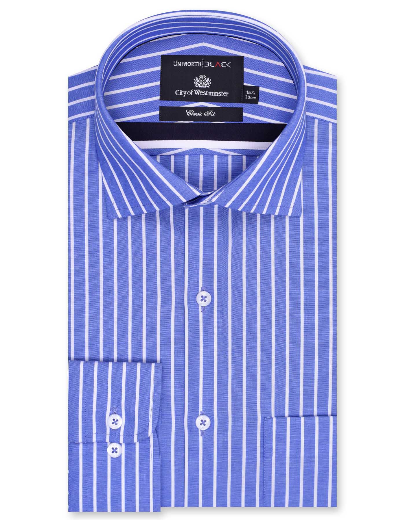 Stripe White Blue Formal Shirt for Men