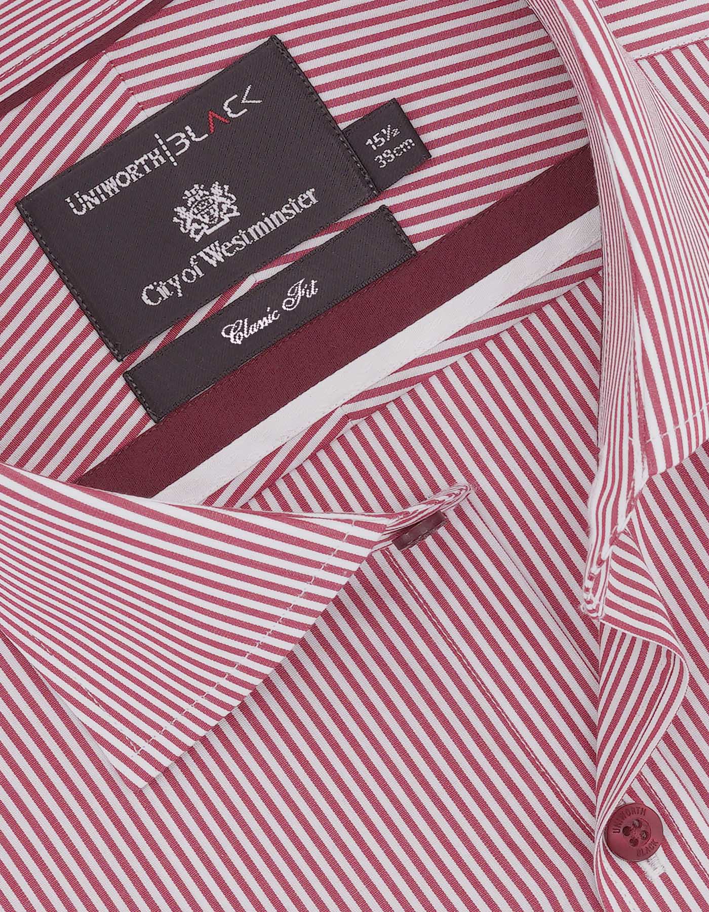 Stripe White Red Formal Shirt For Men
