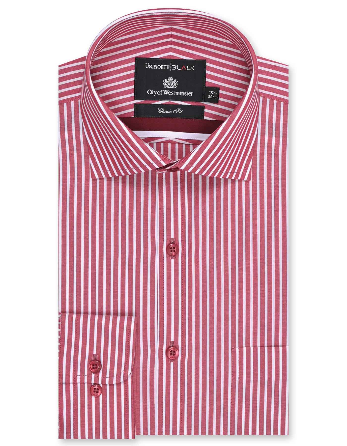 Stripe White Red Formal Shirt For Men