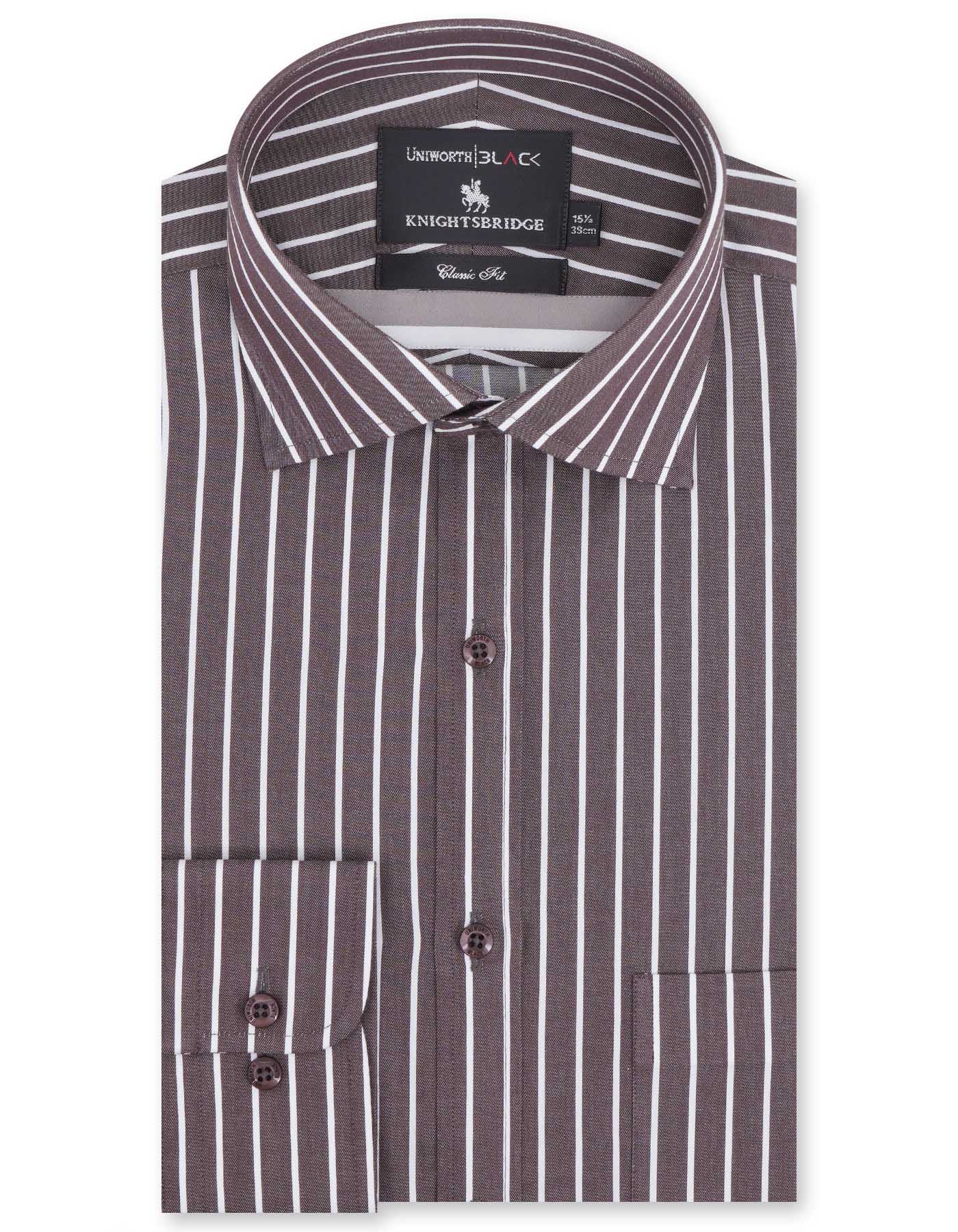 White Brown Stripe Formal Shirt For Men | Uniworth
