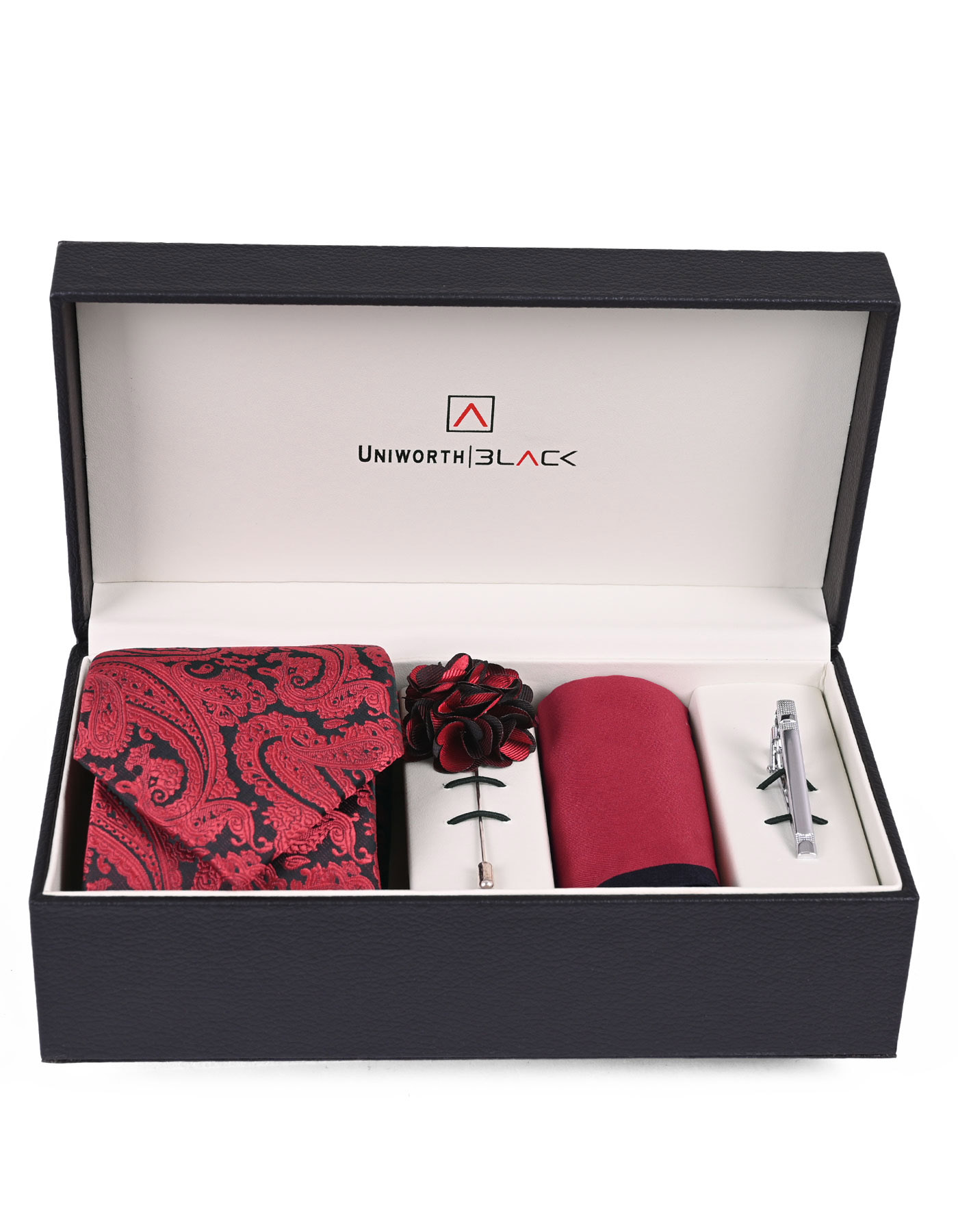 Men Red Black Texture Accessories Gift Box