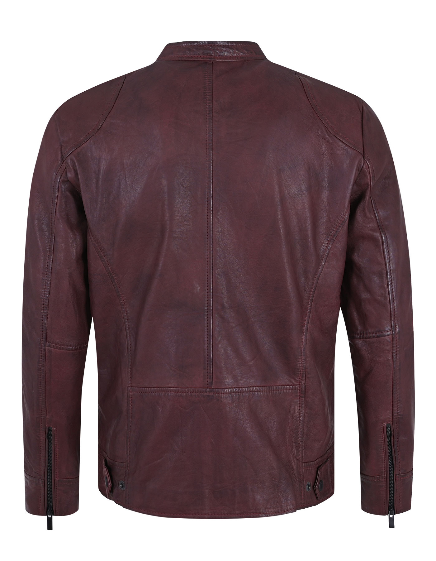 Maroon Leather Biker Jacket For Men