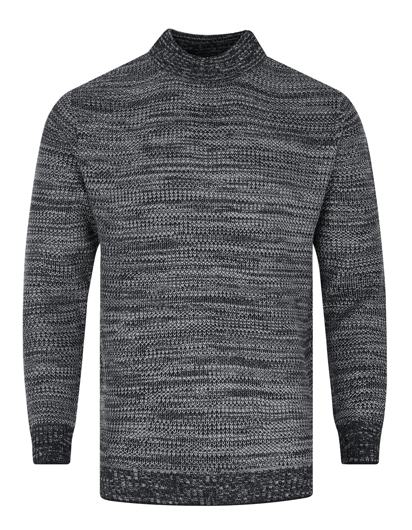 Black Mock Neck Sweater For Men