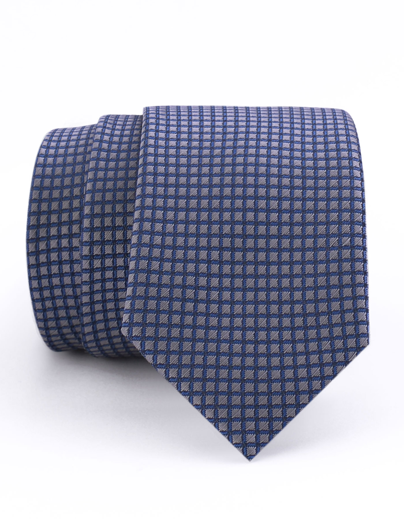 Blue Geometric Pattern Slim Tie