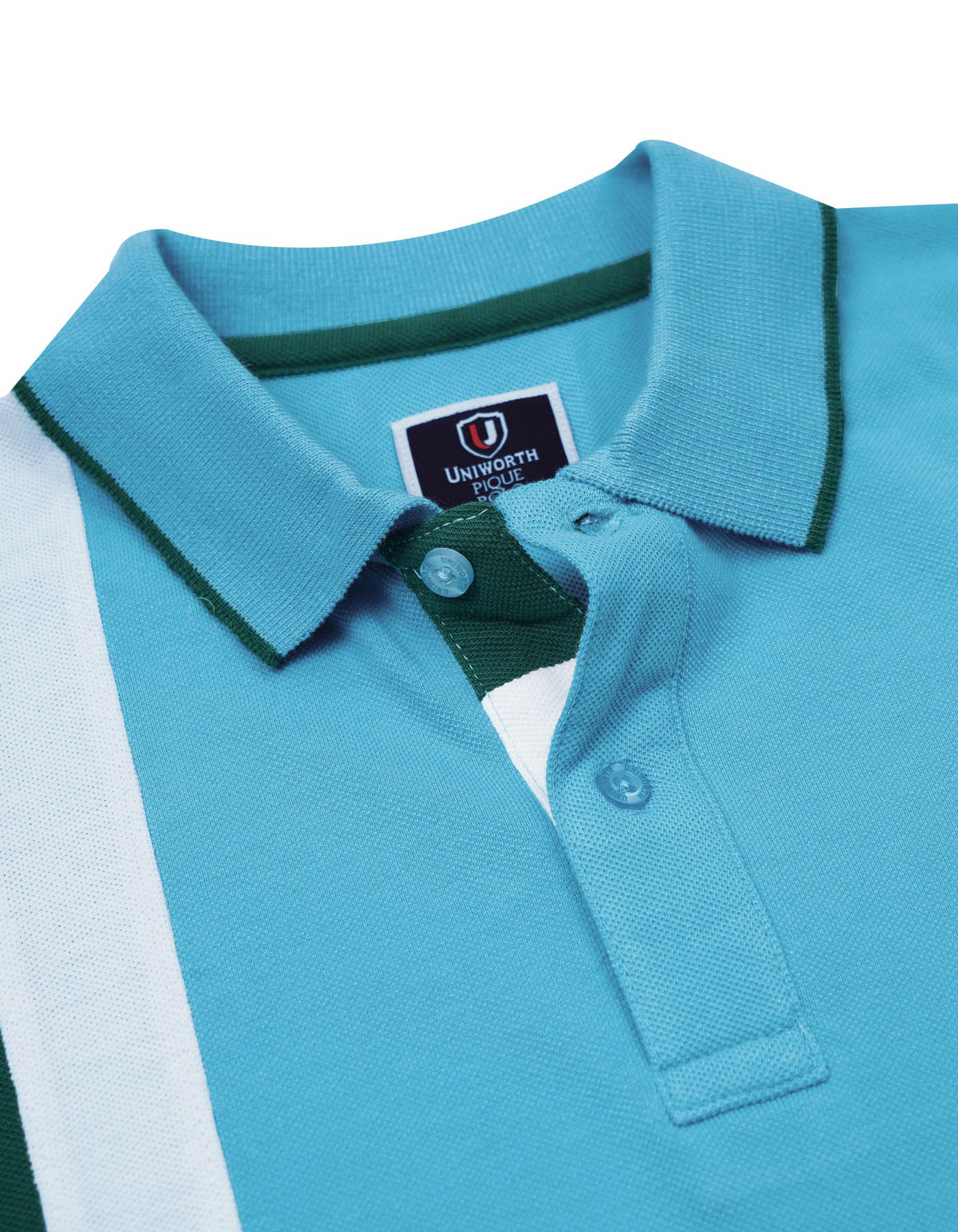 Blue Green Cotton Polo Shirt For Men