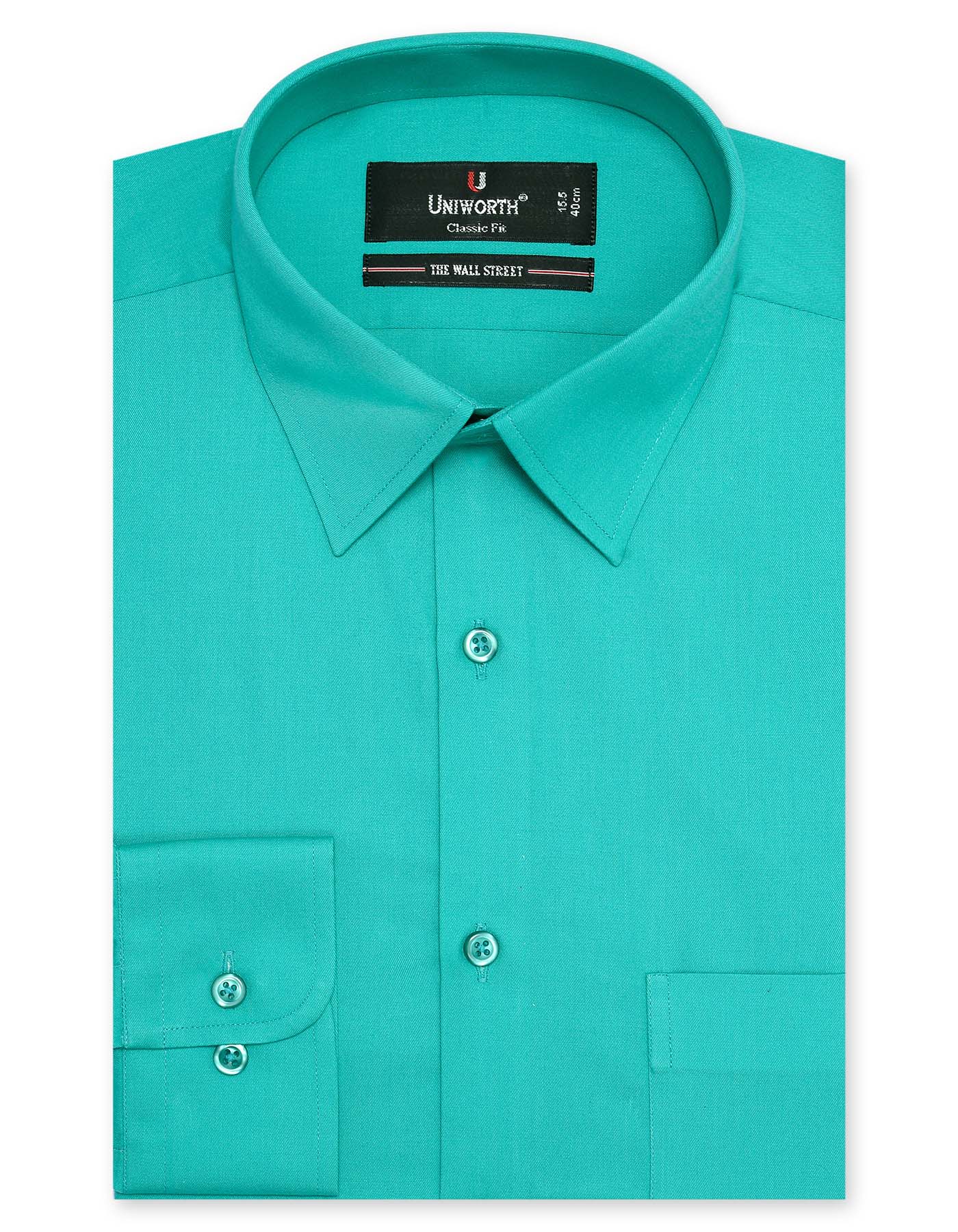 Plain Sea Green Regular Fit Shirt