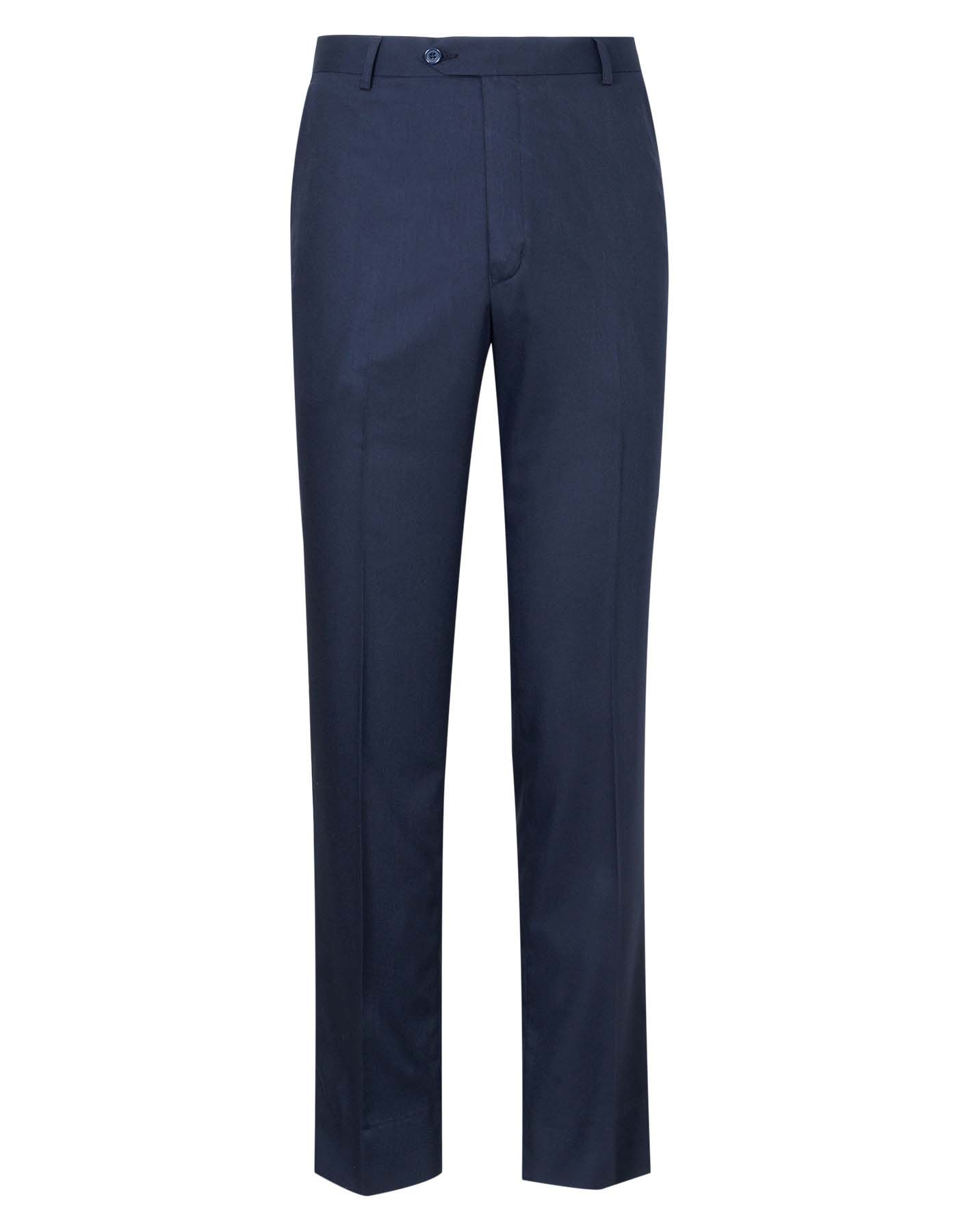 Navy Blue Plain Regular Fit Formal Trouser