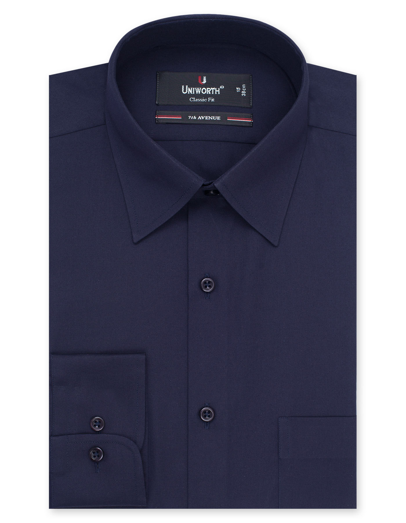Navy Blue Plain Classic Fit Dress Shirt