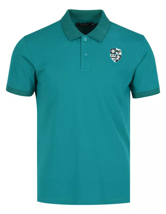 Sea Green Embroidered Logo Half Sleeves Polo-Shirt