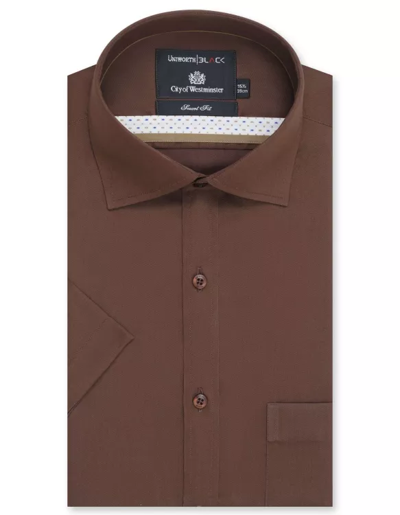 Plain Brown Tailored Smart Fit Shirt
