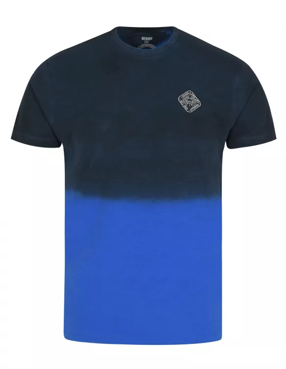 Blue Shaded Printed Logo Half Sleeves T-Shirt