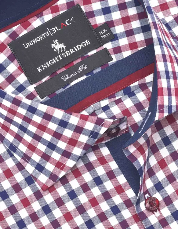 Check Maroon/Navy Classic Fit Shirt