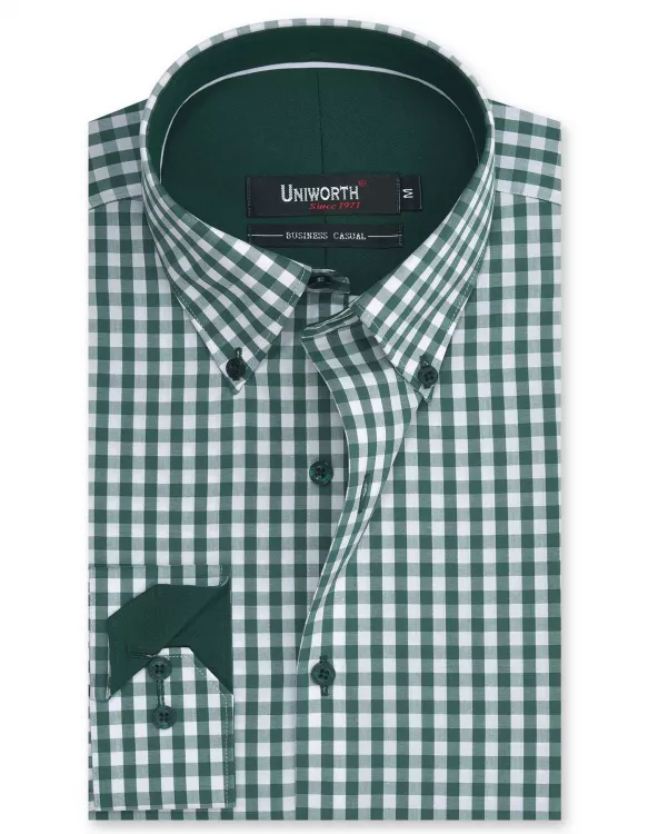 Check White/Green Business Casual Fit Shirt