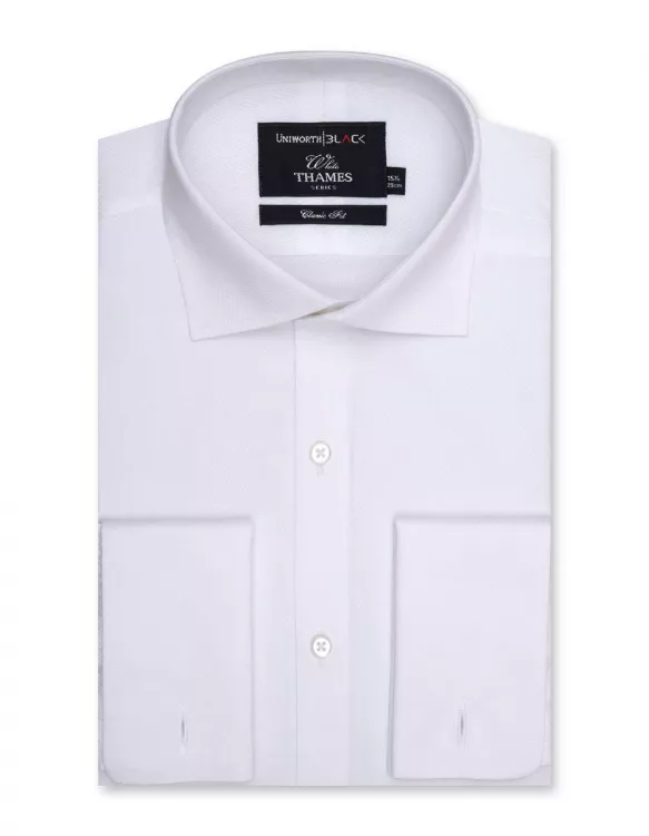 White Self Textured Classic Fit Shirt