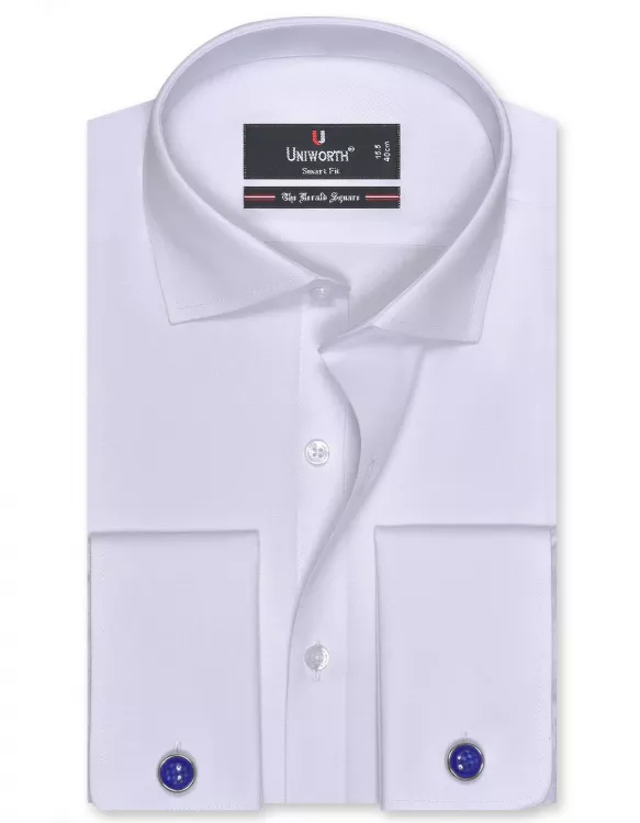 Plain White Smart Fit Shirt Double Cuff Shirt