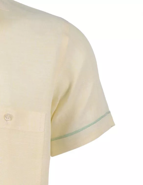 Plain Yellow Classic Fit Linen Shirt