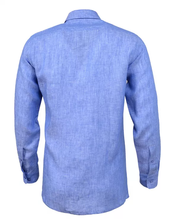 C.Blue Smart Fit Formal Linen Shirt