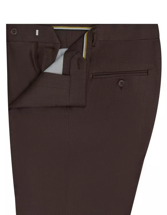 Brown Slub Formal Trouser Smart Fit