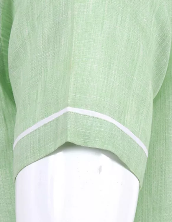 Plain Green Classic Fit Linen Shirt