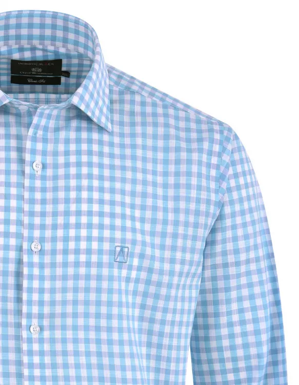 Check White/Aqua Classic Fit Linen Shirt