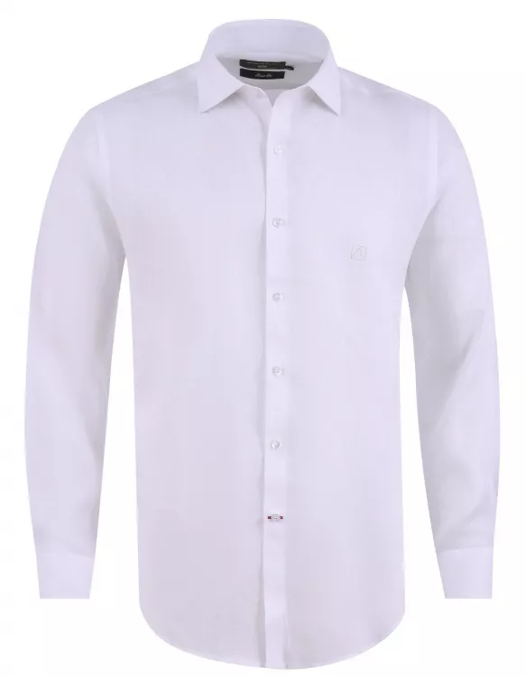 Plain White Smart Fit Linen Shirt