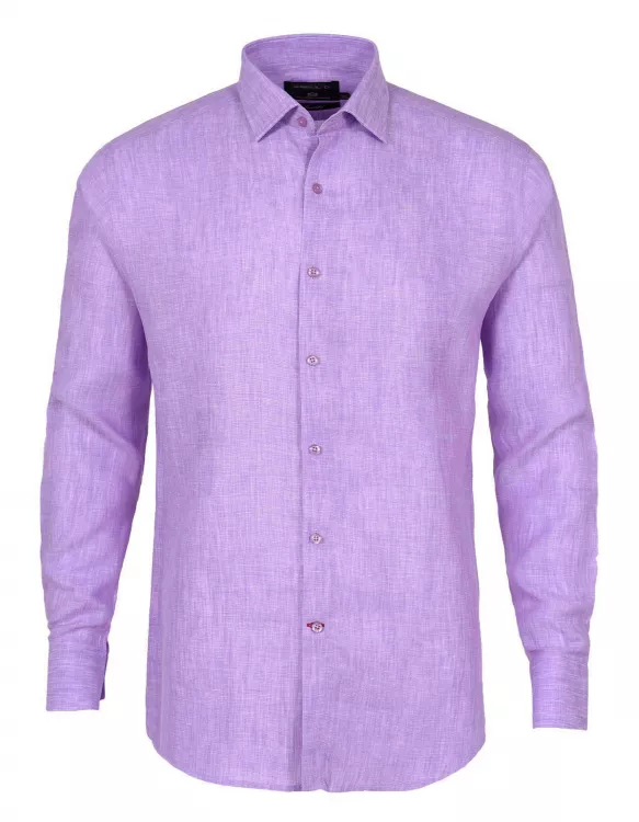 Plain L Purple Smart Fit Linen Shirt