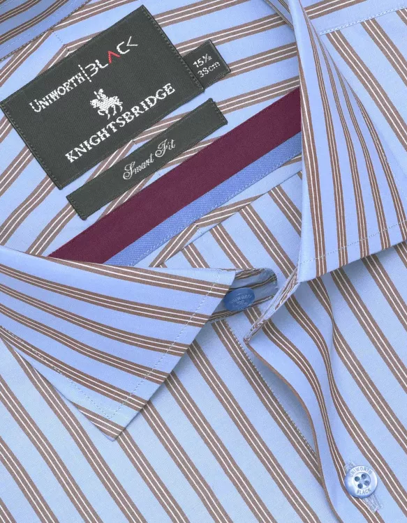 Stripe Sky/Brown Tailored Smart Fit Shirt
