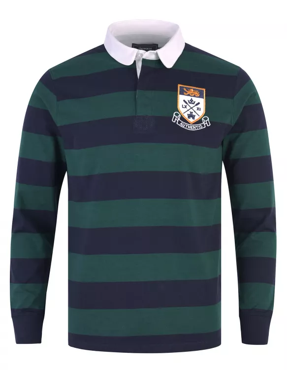 Stripe Navy/Green Full Sleeves Rugby Shirt