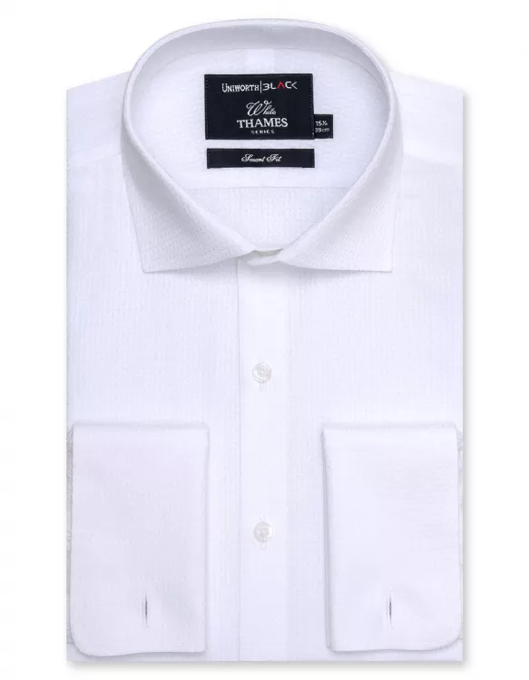 White Self Textured Smart Fit Shirt