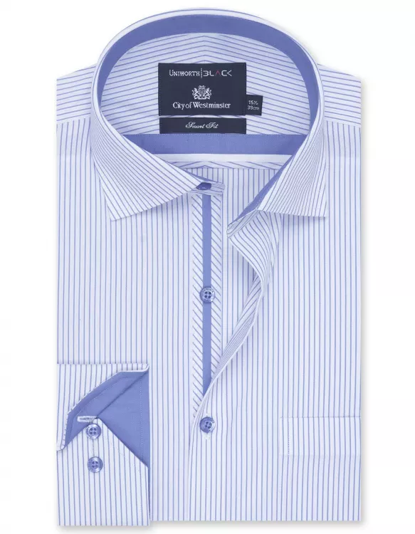 Stripe White/Sky Tailored Smart Fit Shirt