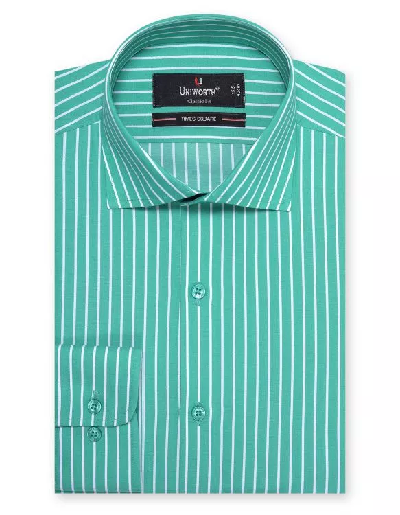 Stripe White/Green Classic Fit Shirt