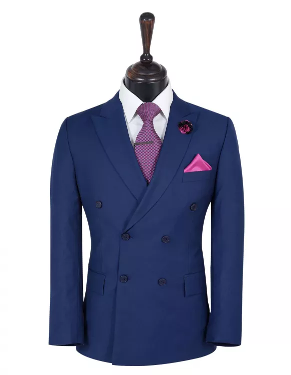 Cobalt Blue Plain Double Breasted Suit