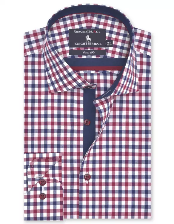 Check Maroon/Navy Classic Fit Shirt