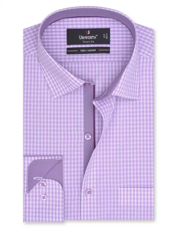 Check White/Purple Smart Fit Shirt