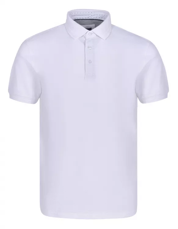 Texture White Half Sleeve Polo T-shirt