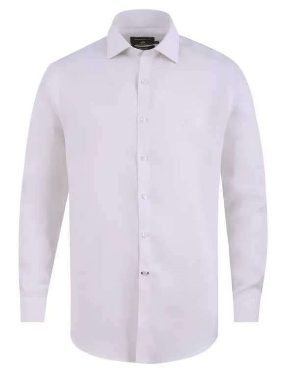 Plain White Classic Fit Linen Shirt