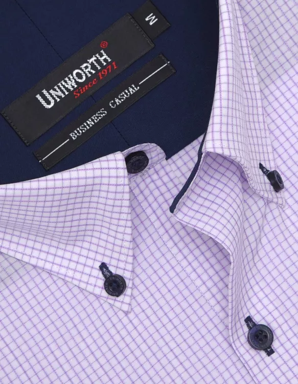 Check White/Lilac Business Casual Fit Shirt