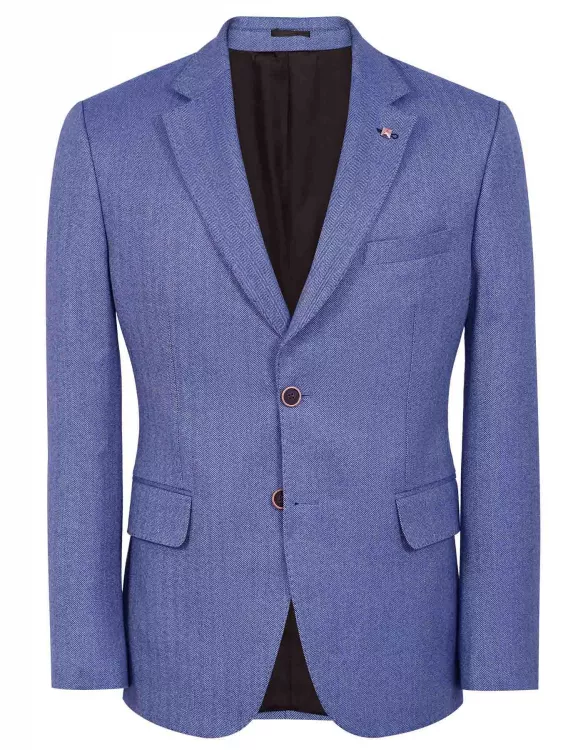 L Blue Slim Fit Coat