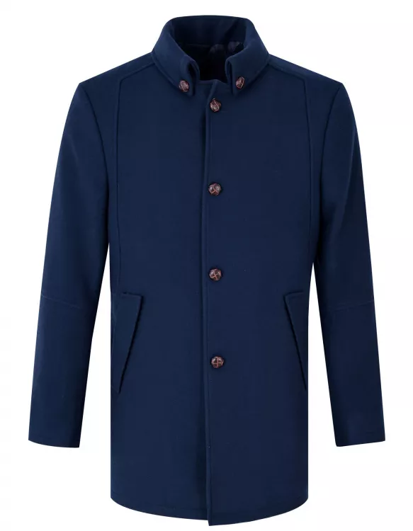 D Blue Collared Neck Overcoat