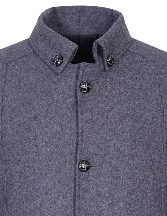 Grey Collared Neck Overcoat