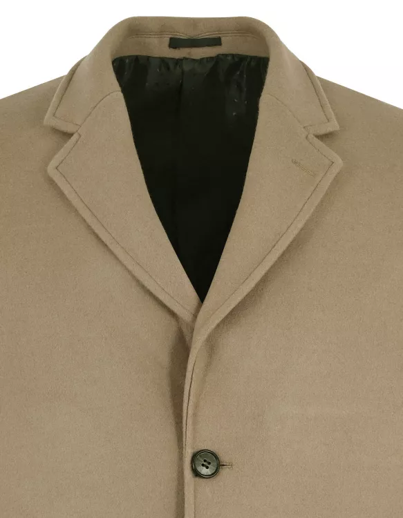 L Khaki Notch Lapel Overcoat