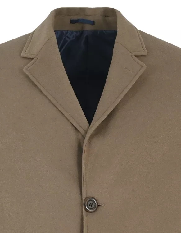 Khaki Notch Lapel Overcoat