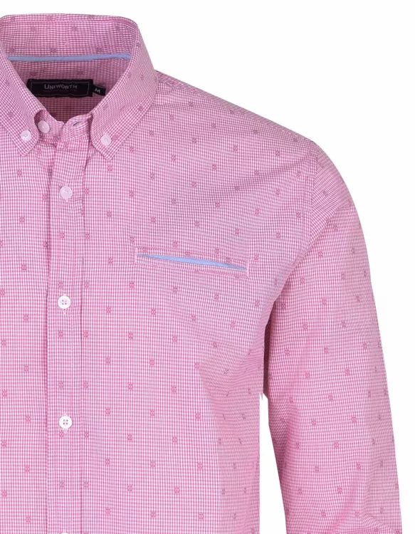 White/Pink Texture Casual Shirt