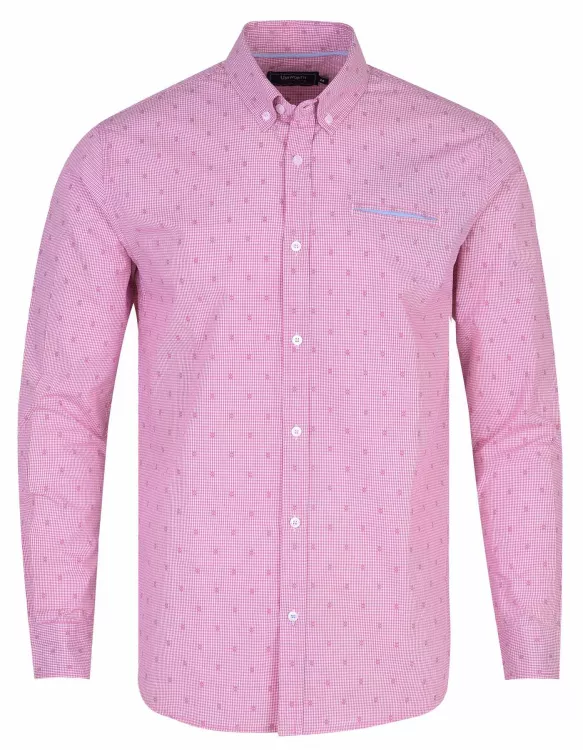 White/Pink Texture Casual Shirt