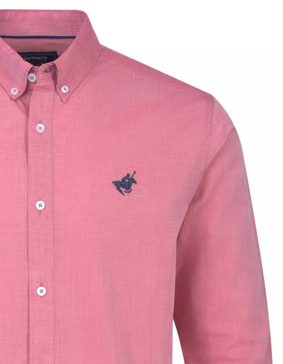 Pink Embroidery Plain Casual Shirt