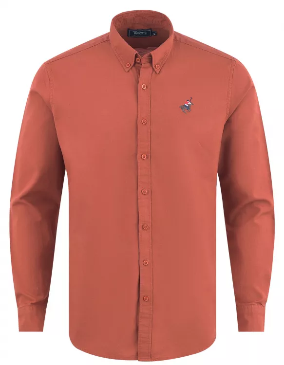 Rust Embroidery Plain Casual Shirt