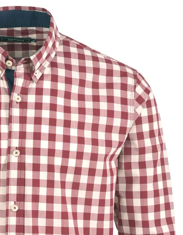Maroon/Off White Check Casual Shirt